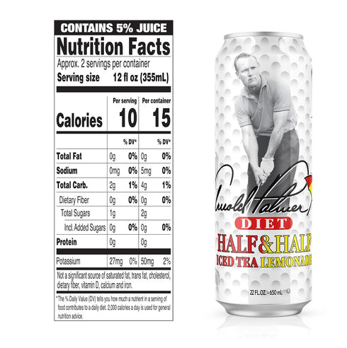 22 Oz (Pack 24) AriZona Diet Arnold Palmer Half and Half - Big Can, Fl