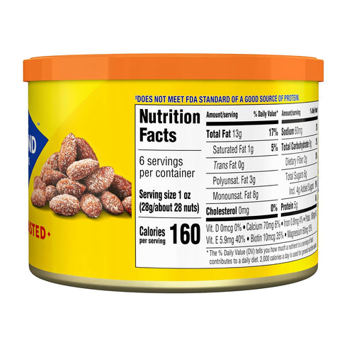 6 Oz (Pack 12) Blue Diamond Almonds Honey Roasted Snack Nuts, Resealable Cans