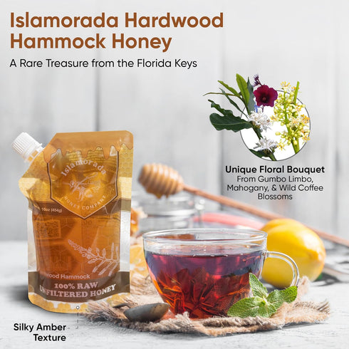 16oz Hammock Raw Honey Organic Unfiltered, Pouch - Unpasteurized Hardwood Natural Raw Honey by Islamorada Company