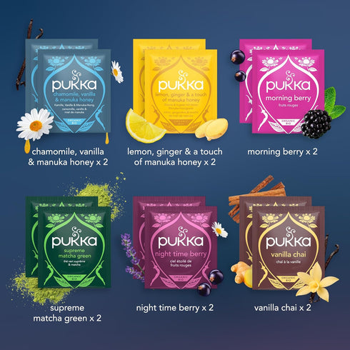 2025 24 100% Pukka Advent Calendar Organic Tea Sampler, Selection of Delightful Black & Green Tea Infusions, Christmas