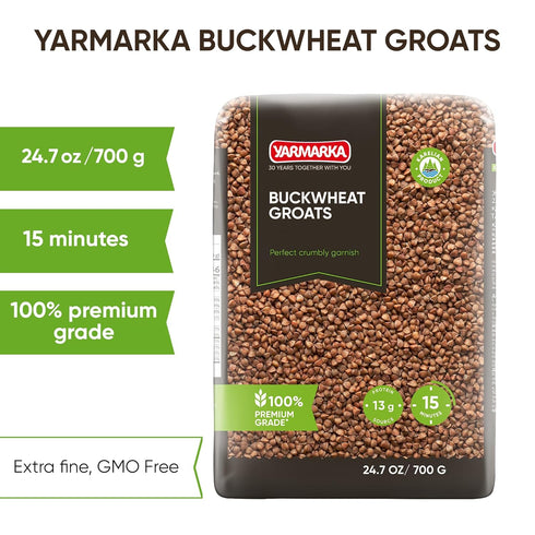 24.7 oz (700 4 Pack, Yarmarka Toasted Buckwheat Groats (Kasha) g) Roasted Whole Grain, Pland Based - Diet Friendly