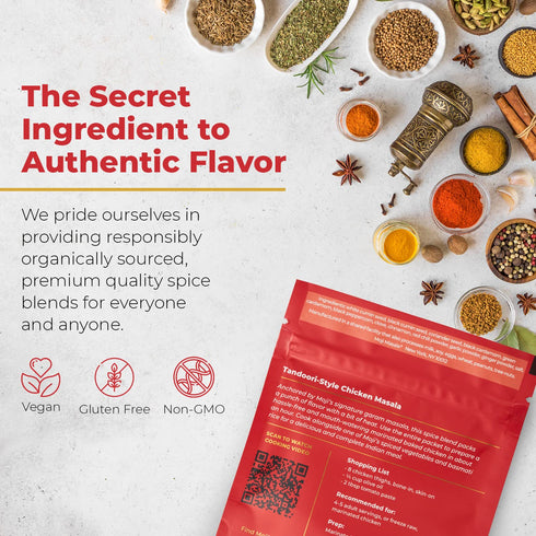 Moji Masala Indian Spice Kits – Tandoori Chicken Masala Spice Blends – 2-Packs for Authentic Indian Food, Serve 8-10