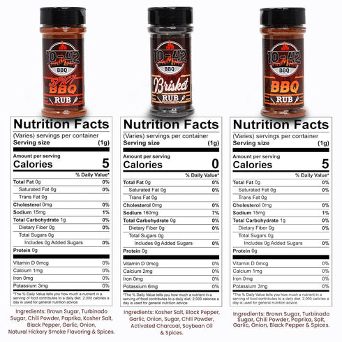 10-42 BBQ Brisket Rub (NO MSG) - All-Natural Spice Seasoning for Steak, Rib, Meat - 10.5oz