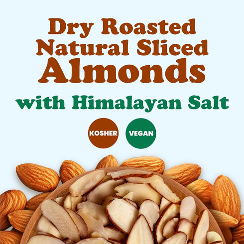 12 Food to Live Dry Roasted Natural Sliced Almonds with Himalayan Salt, Ounces Unblanched Nuts, Oven Toasted, Lighly