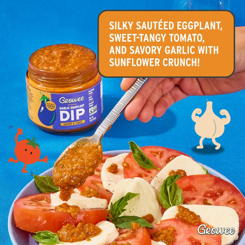 (2 Pack) Hummus Growee Vegan Garlic Eggplant Dip | Nut-Free, Gluten-Free & Dairy-Free Spread | Plant-Based Cheese