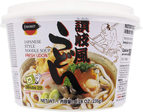 J-Basket Fresh Udon Japanese Style Instant Noodle Soup, 8.28 Oz (Pack Of