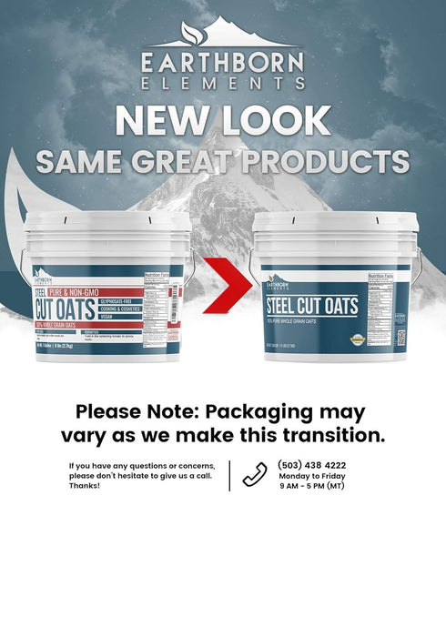 (1 Earthborn Elements Steel Cut Oats Gallon), Also Called Irish Oatmeal, Breakfast, Resealable Bucket