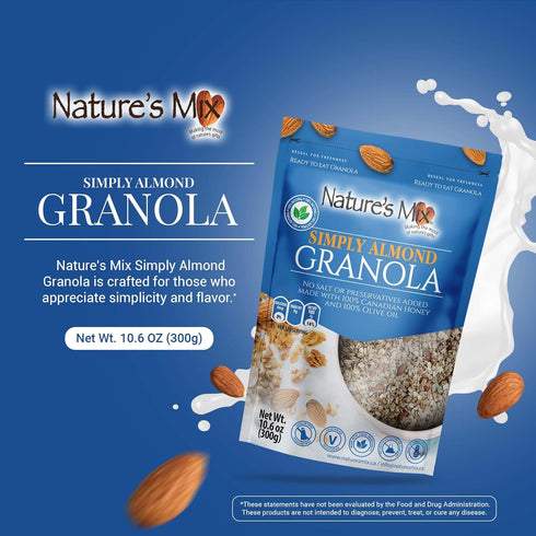 Nature's Mix - Simply Almond Granola - Almonds, Sunflower Seeds, Cinnamon - Sweetened with Honey - No Added Sugar