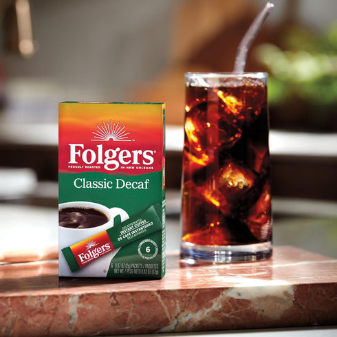 Packets, 6 Count Folgers Classic Decaf Instant Coffee Crystals