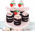 24 Pack Ercadio Strawberry Cupcake Toppers Glitter Bow Birthday Strawberry Cake Picks for Fruit Baby Shower Birthday