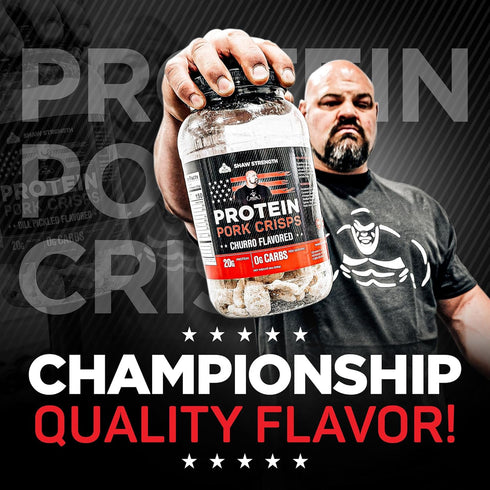 8Oz) Ol' Uncle Porkers Shaw Strength Protein Pork Rinds (Churro, Developed for Worlds Strongest Man Brian Shaw