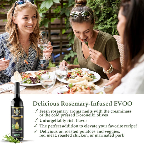500mg/Kg 12.7 Oz M.G. PAPPAS Rosemary Infused Olive Oil - High Polyphenol Rich Extra Virgin Olive Oil Unfiltered - Over