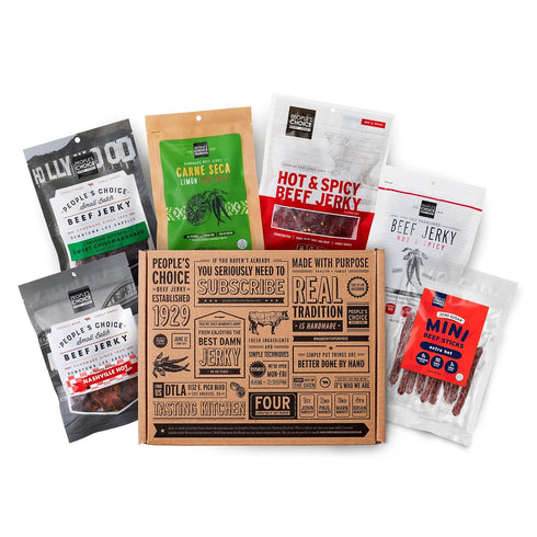 Set 6 Pack Peoples Choice Beef Jerky Box Some Like It Hot Spicy Unique Gifts for Men High Protein Meat Snack Sampler