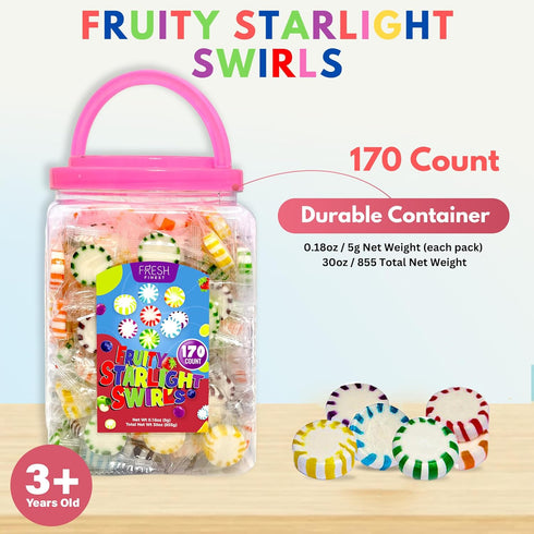 Swirls.170 Count (855g) Fresh Finest Bulk Starlights Candies - Fruity Starlight of Assorted Fruit Flavors.