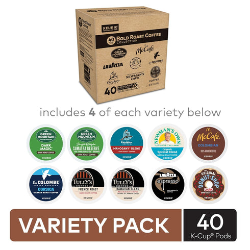 Pack, 40ct Keurig Bold Roast Coffee Collection Variety Keurig Single Serve K-Cup Pods