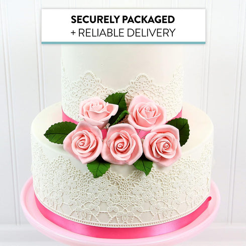 2 Inch, 8 Count Global Sugar Art Peace Rose Sugar Cake Flowers Pink by Chef Alan Tetreault