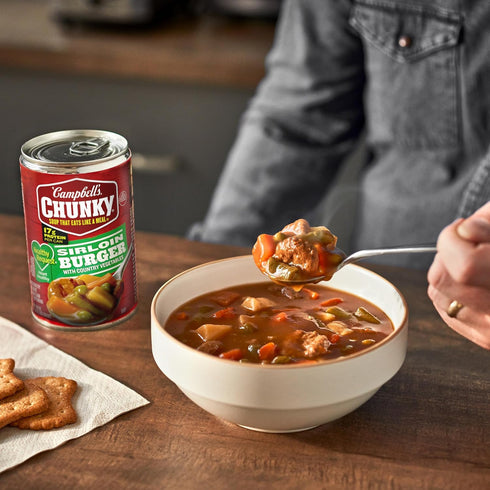 Country 18.8 oz Campbell's Chunky Healthy Request Sirloin Burger With Vegetables Beef Soup, Can