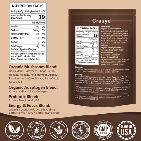 11 Immunity 5.3 Oz 30 Organic Mushroom Coffee Superfood Instant Mushrooms Coffee with Ashwagandha, Shilajit, Lion's