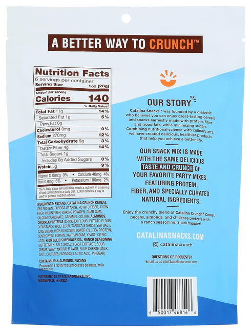 6 (Pack 6) Catalina Snacks Crunch Creamy Ranch Snack Mix, Keto Friendly, Gluten Free, Ounce