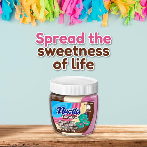10.6 Oz Pack 1 Nucita Trisabor Spreadable, Creamy Candy Chocolate, Vanilla and Strawberry, Jar