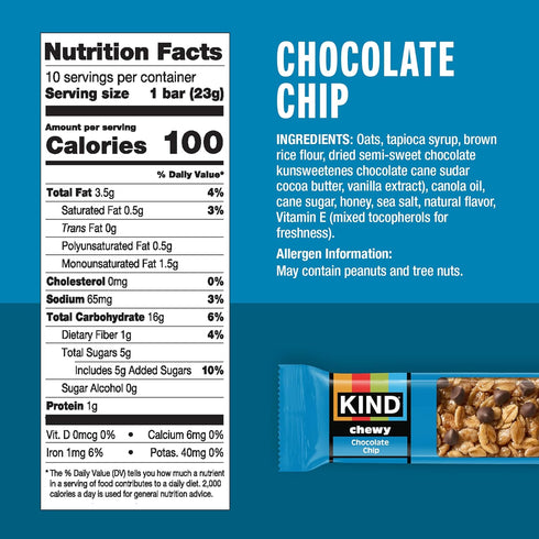 10 Count KIND Granola Chewy Bar, Chocolate Chip