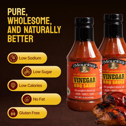 18oz (Pack 2) Maurices Gourmet Blend Vinegar BBQ Sauce Sweet & Savoury Carolina with Smoke Authentic Southern Carolina