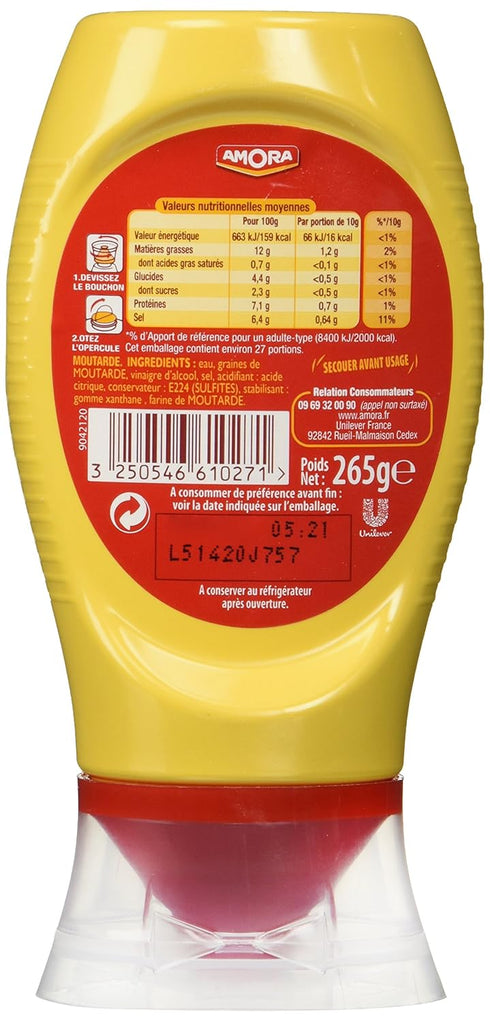 Amora 2 265 9.35 (Pack 2) Strong Dijon Mustard from France - plastic bottles - grams each, Ounce