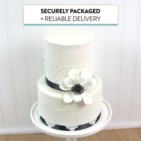 3 Count Global Sugar Art Poppy Anemone Sugar Cake Flowers White with Black Center, by Chef Alan Tetreault