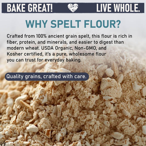 5 Lb Great River Milling Organic Spelt Flour | Whole Grain Ancient Wheat Flour | USDA Organic, Non-GMO, Kosher | High