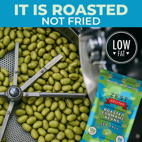 (12g), 0.9oz 24 Pack Edamame Beans Snack by Zest Delites, Crunchy Dry Roasted, Sea Salt, Healthy Snacks High Protein