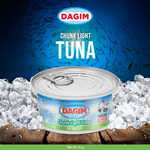 Dagim 6 oz. Pack 12 Chunk Light Tuna in Water Canned Tuna Fish - Kosher for Passover