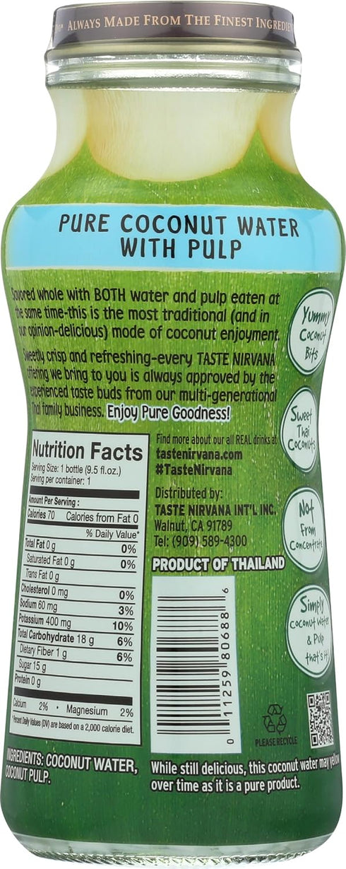 9.5 Oz Taste Nirvana, Coconut Water With Pulp, Fl