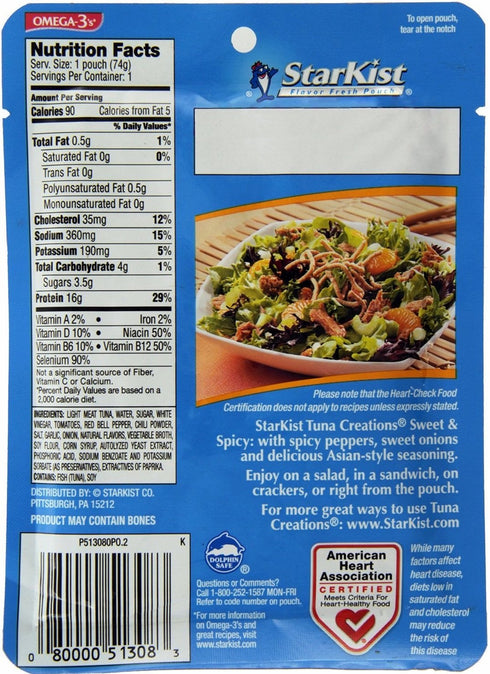 StarKist 2.6-Ounce (Pack 16) Tuna Creations, Sweet & Spicy, Single Serve Pouch