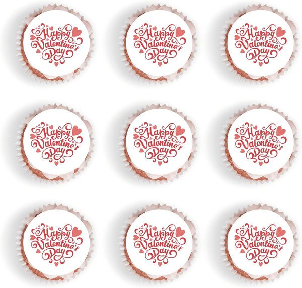 Foowztao 40Pcs Edible Valentines Day Cupcake Toppers Sweet Love Be Mine Valentines Cupcake