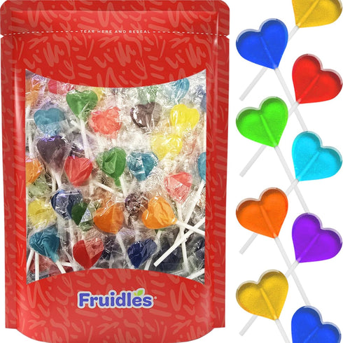 5g (120 Fruidles Lollipops Mini Heart Shaped Flavored Delicious Lollipop, Individually Wrapped, Lollipop Lollipops