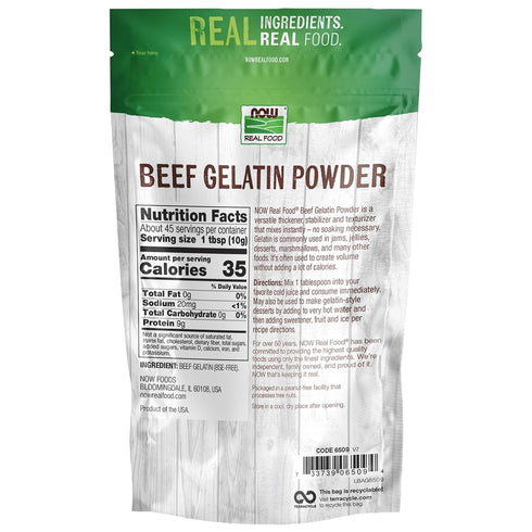 1-Pound (Packaging NOW Foods, Beef Gelatin Powder, Natural Thickening Agent, Source of Protein, May Vary)