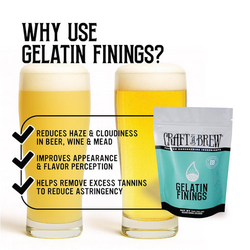 1 oz Package Craft A Brew - Gelatin Finings - For Wine & Beer Brewing - Reduces Haze & Cloudiness - Effective Clarifier