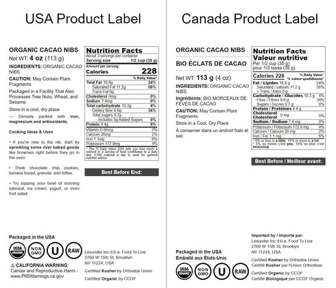 4 Food to Live Organic Cacao Nibs, Ounces Unsweetened, Non-GMO, Kosher, Raw, Vegan, Sirtfood, Bulk
