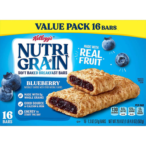16 Pack Kellogg's Nutri - Grain Blueberry Cereal Bar