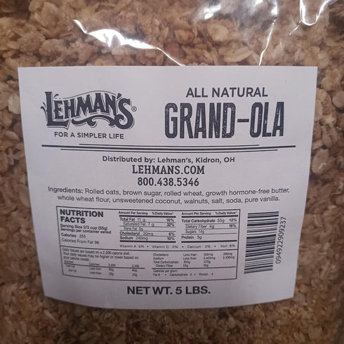 5 lb Schlabach's All-Natural Gourmet Granola, Amish Bakery Made, Wholesome, Original Flavor Snack Mix and Cereal, Bag