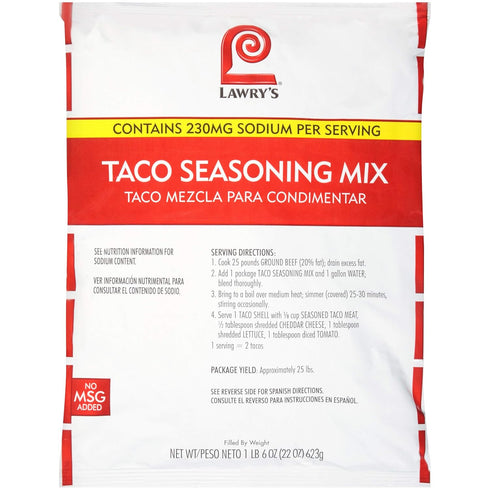 Lawry's Taco Seasoning Mix - 22 oz - Best for Chicken, Beef, Fish, Pork, or Plant-Based Tacos