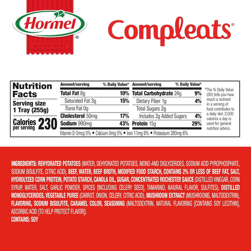 Hormel Compleats Beef with Mashed Potatoes - Ready Meal