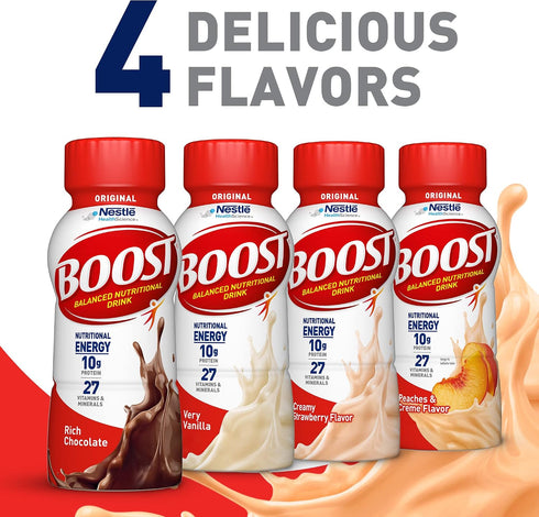 8 Oz (Pack 24) BOOST Original Ready to Drink Nutritional Drinks, Peaches & Creme, Fl