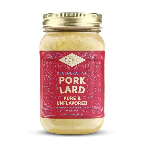 FOND Regenerative 100% Pork Lard for Cooking and Baking 14oz Pure &