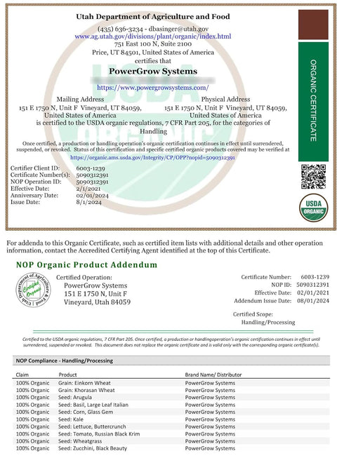 PowerGrow Systems 100% (5 5 Einkorn Wheat Berries - Certified Organic Einkorn Whole Wheat Grain pounds) by (Einkorn