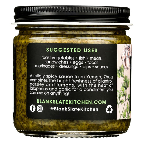 Blank Slate Kitchen Zhug (6 oz) | Spicy Middle Eastern Herby Green Hot Sauce, Vegan & Gluten-free