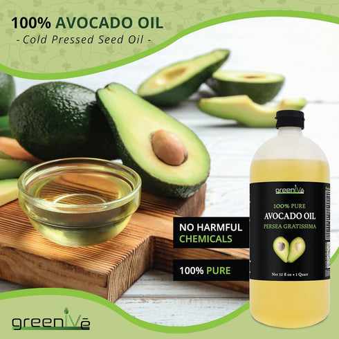 100% (32 GreenIVe Avocado Oil Naturally Grown Pure Natural without Additives, Clean, Cold Pressed, Non-GMO, Vegan: