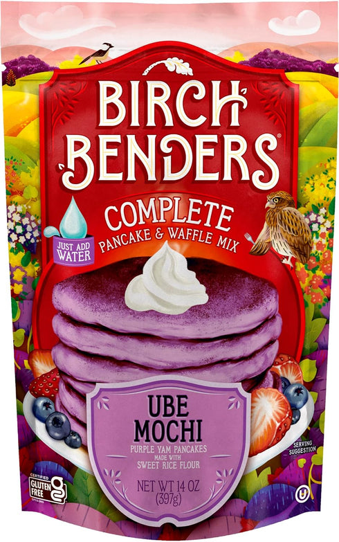 14 oz (Pack 2) Birch Benders Ube Mochi Pancake & Waffle Mix, Bag
