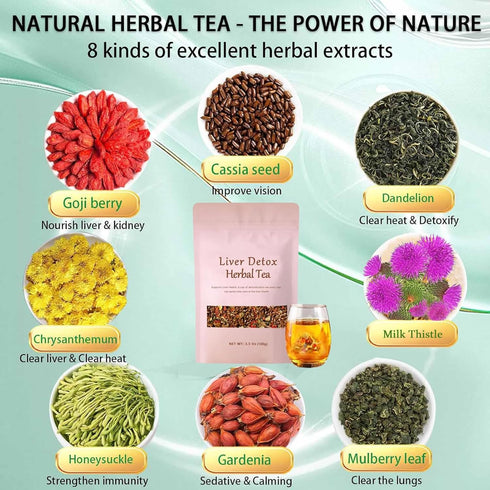 Halpilt 8 (1) Liver Detox Herbal Tea, Liver Detox Tea Organic, Dandelion Chrysanthemum Cassia Seed Goji Berry Tea, Milk