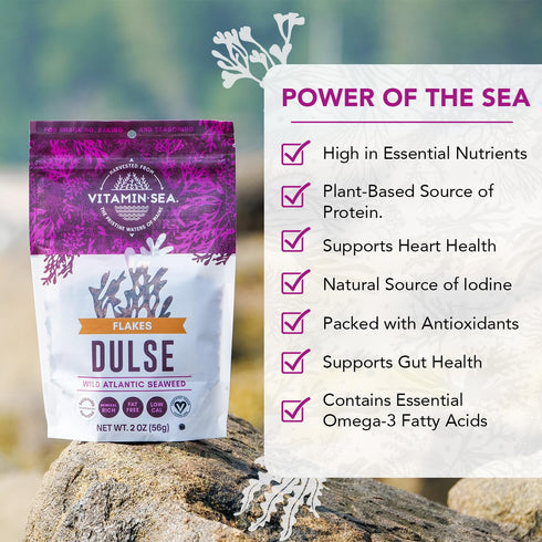 VITAMINSEA Dulse Dried Seaweed | Wild North Atlantic Seaweed for Snacking, Seasoning, Soups & Salads (4 OZ)